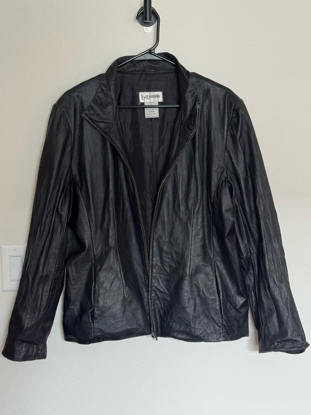 bagatelle Women's Black Leather Zip Jacket